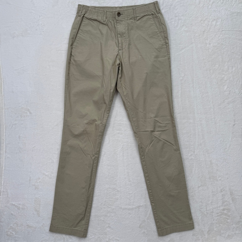 Gap Chino Pants Mens XS Khaki Slim Tapered Elastic Waist Stretch Poplin 30x30